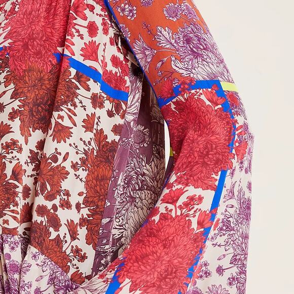 Anthropologie Dhruv Kapoor Arabella Floral Patchwork Tunic Dress Festival Boho - Picture 3 of 15
